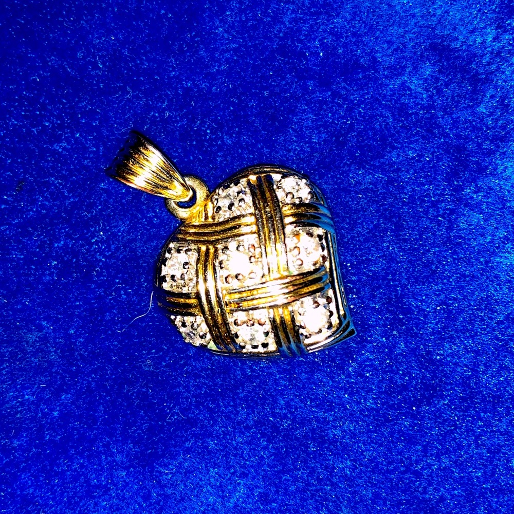💋Beautiful 14kPendant!One inch!Cute&Adorable!14k w/.925 Sterling!Mixed Metals💋❤️